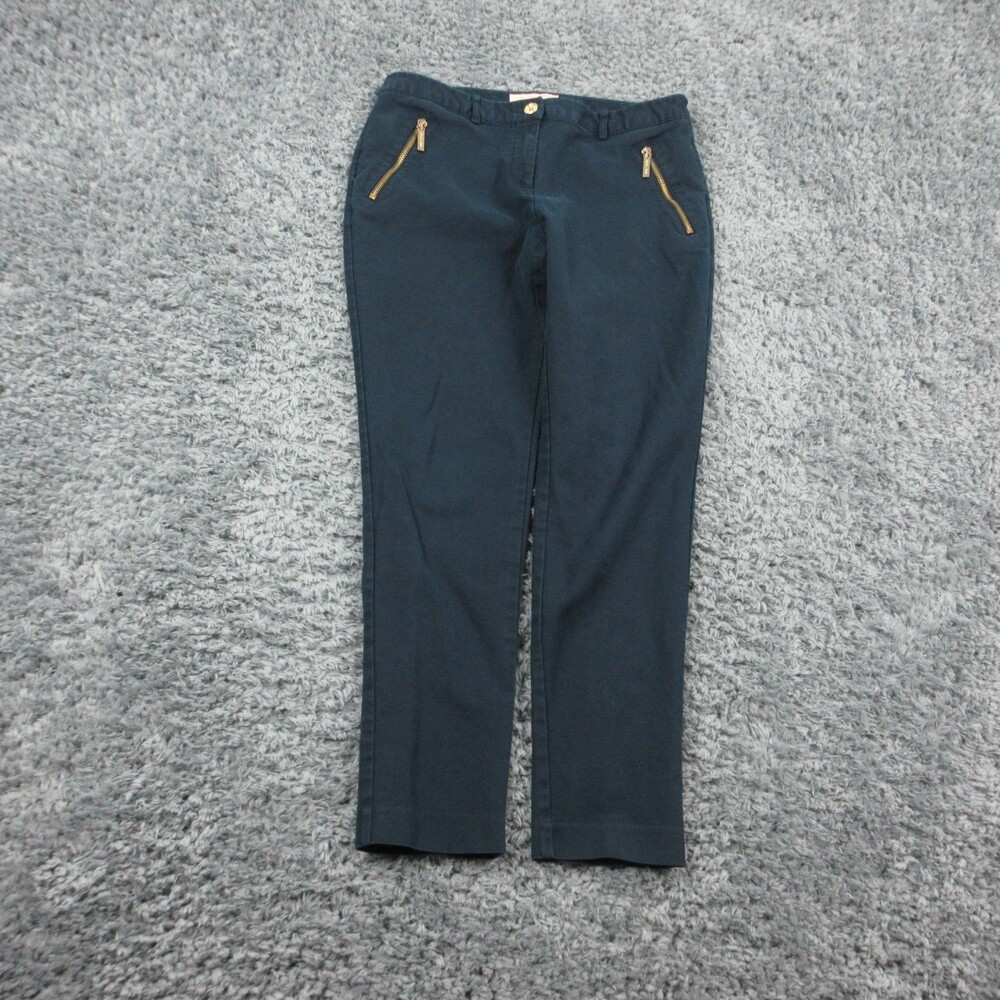 Michael Kors Pants Womens 8 Navy Blue Slim Ankle Zip Pocket Stretch Chino 30x27*